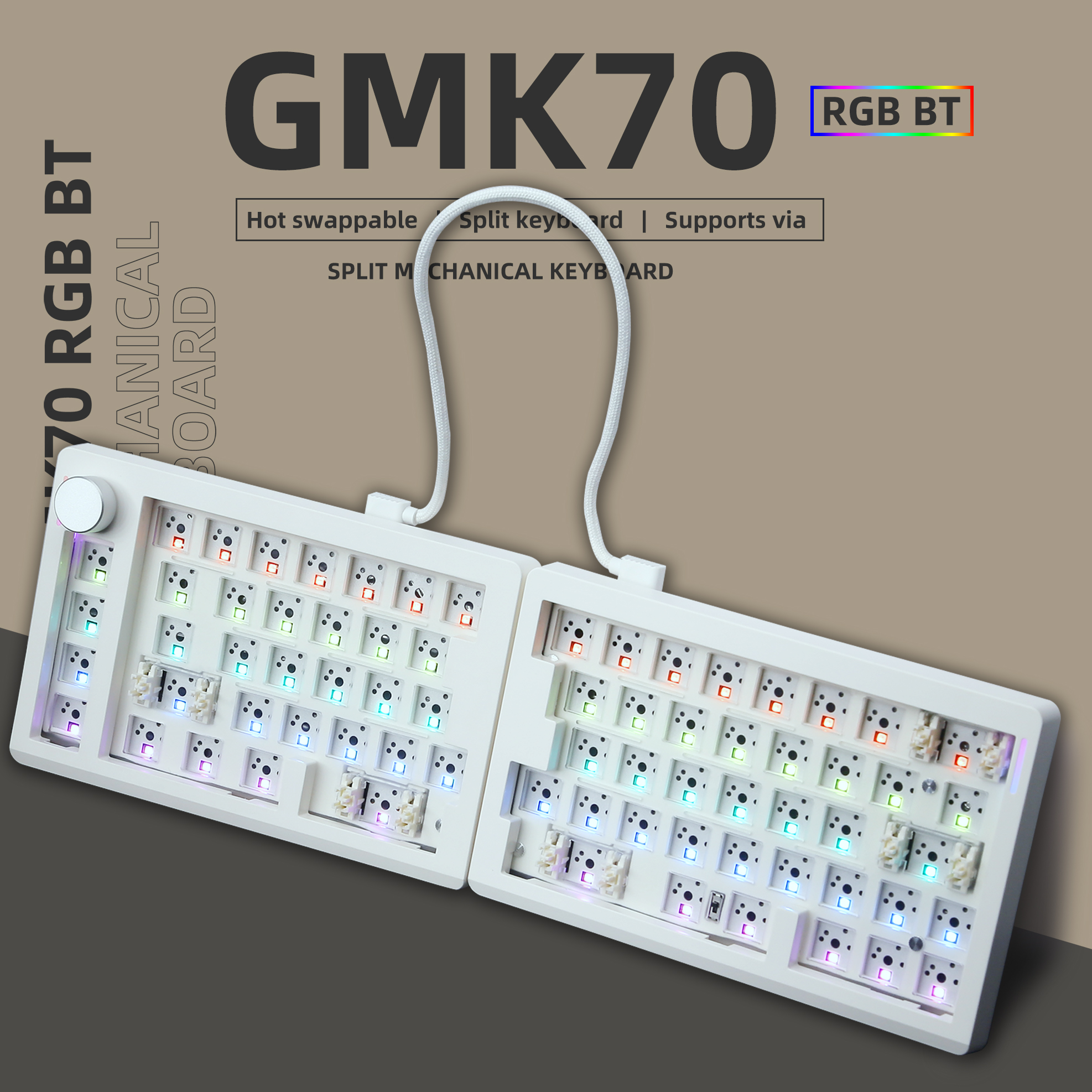 Gaming Keyboard Bluetooth - ZUOYA GMK70 VIA/Qmk separate Gaming Mechanical
