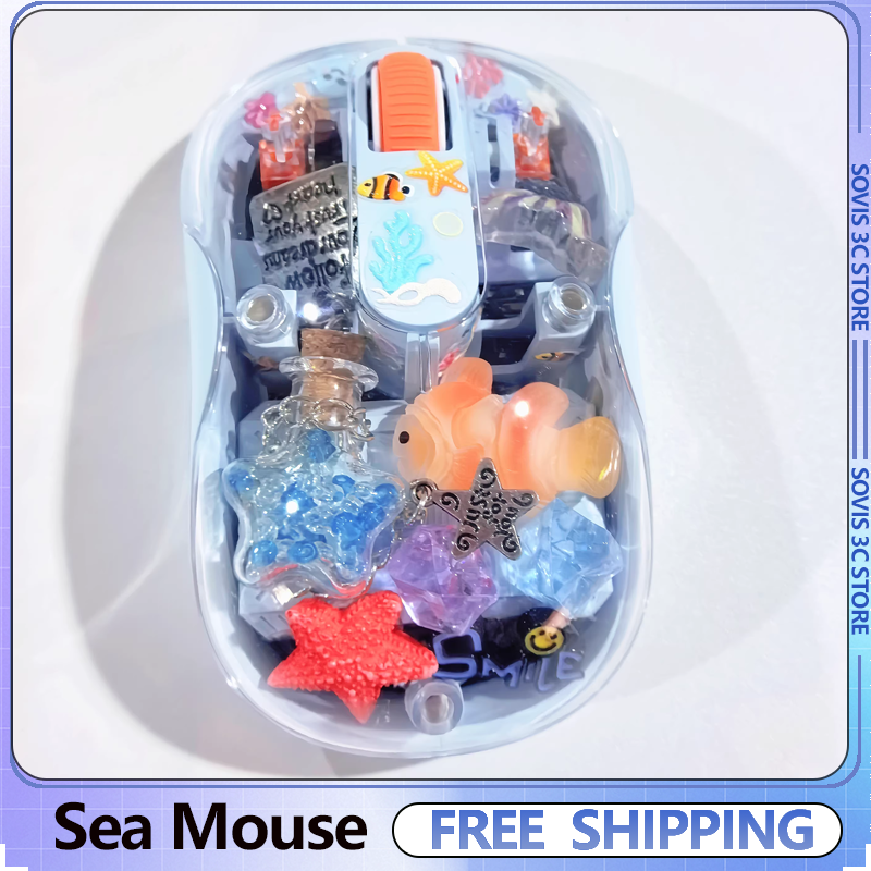 Gaming Keyboard Bluetooth - Whale/Starfish Handmade Transparent 3D Mouse Ocean-Themed