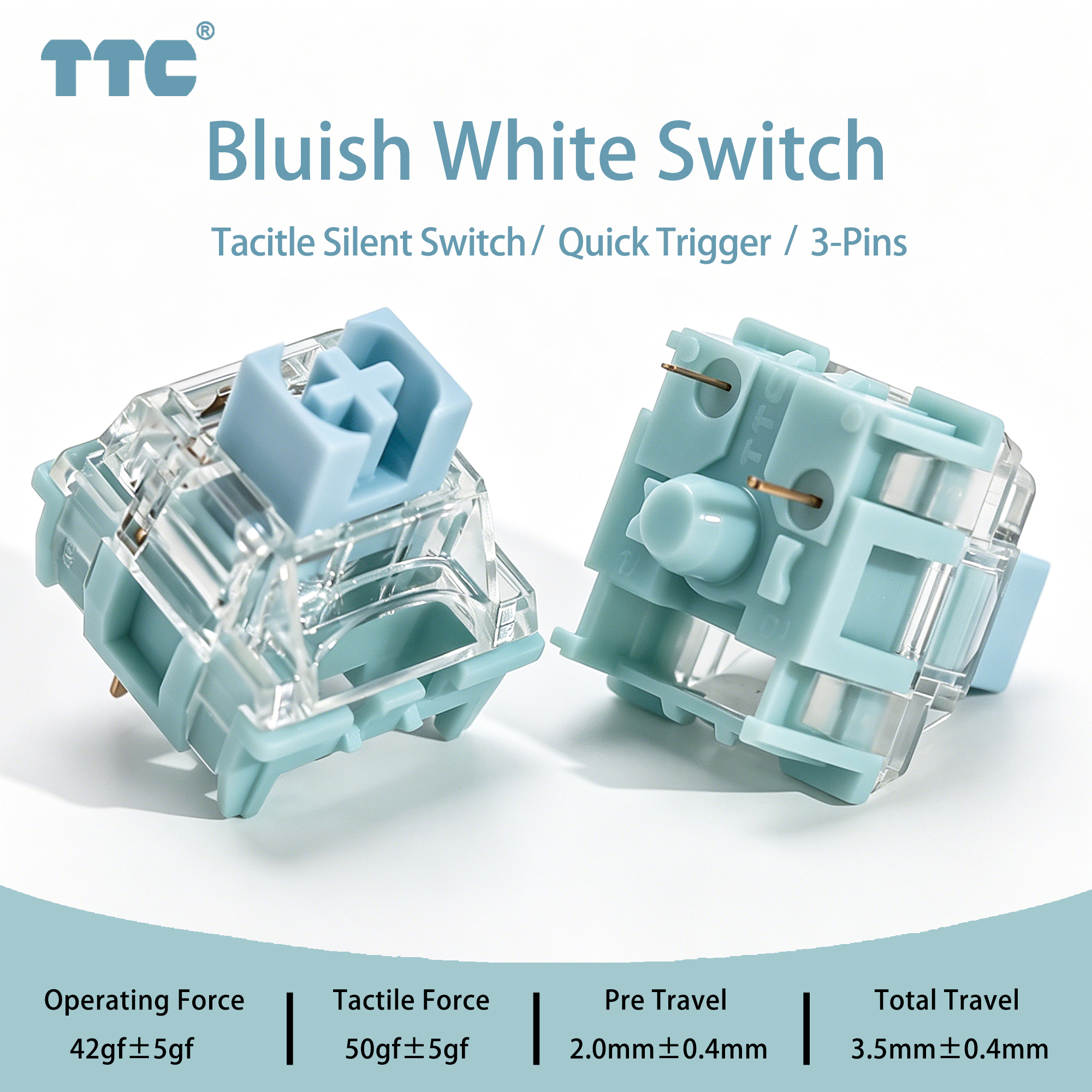 TTC Bluish White Silent Switch – Gaming Keyboard No Rgb recenzja i cena