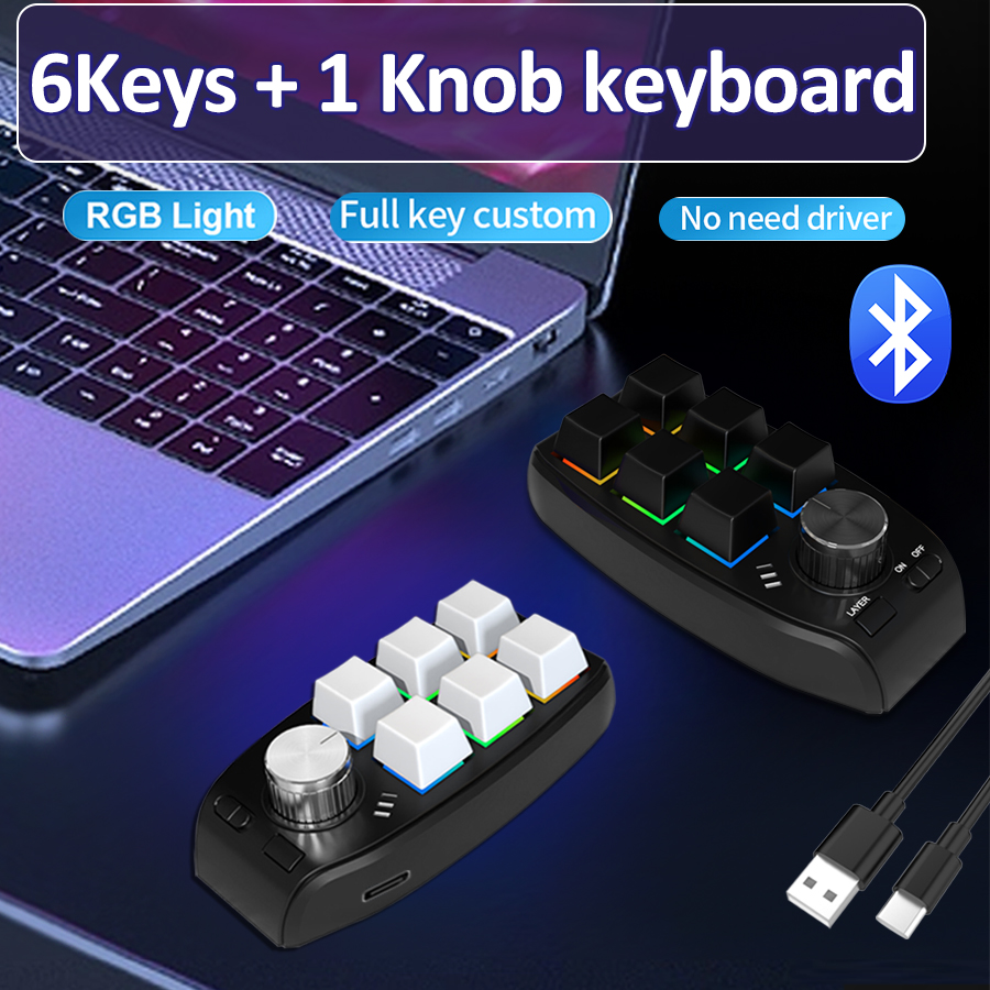 6 Keys 1 Knob Bluetooth Macro  – Gaming Keyboard Mini Mechanical recenzja i cena