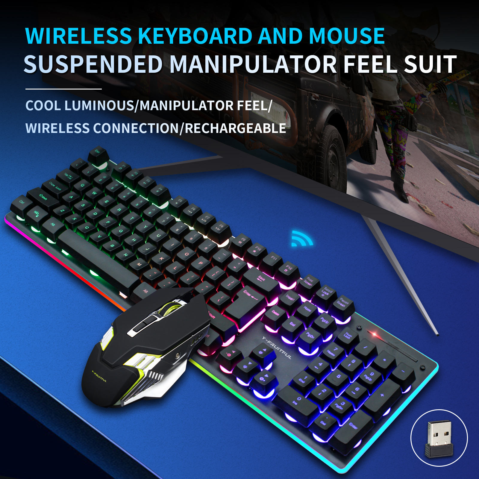 104 Keys RGB Computer Wireless – Gaming Keyboard And Mouse Combo recenzja i cena