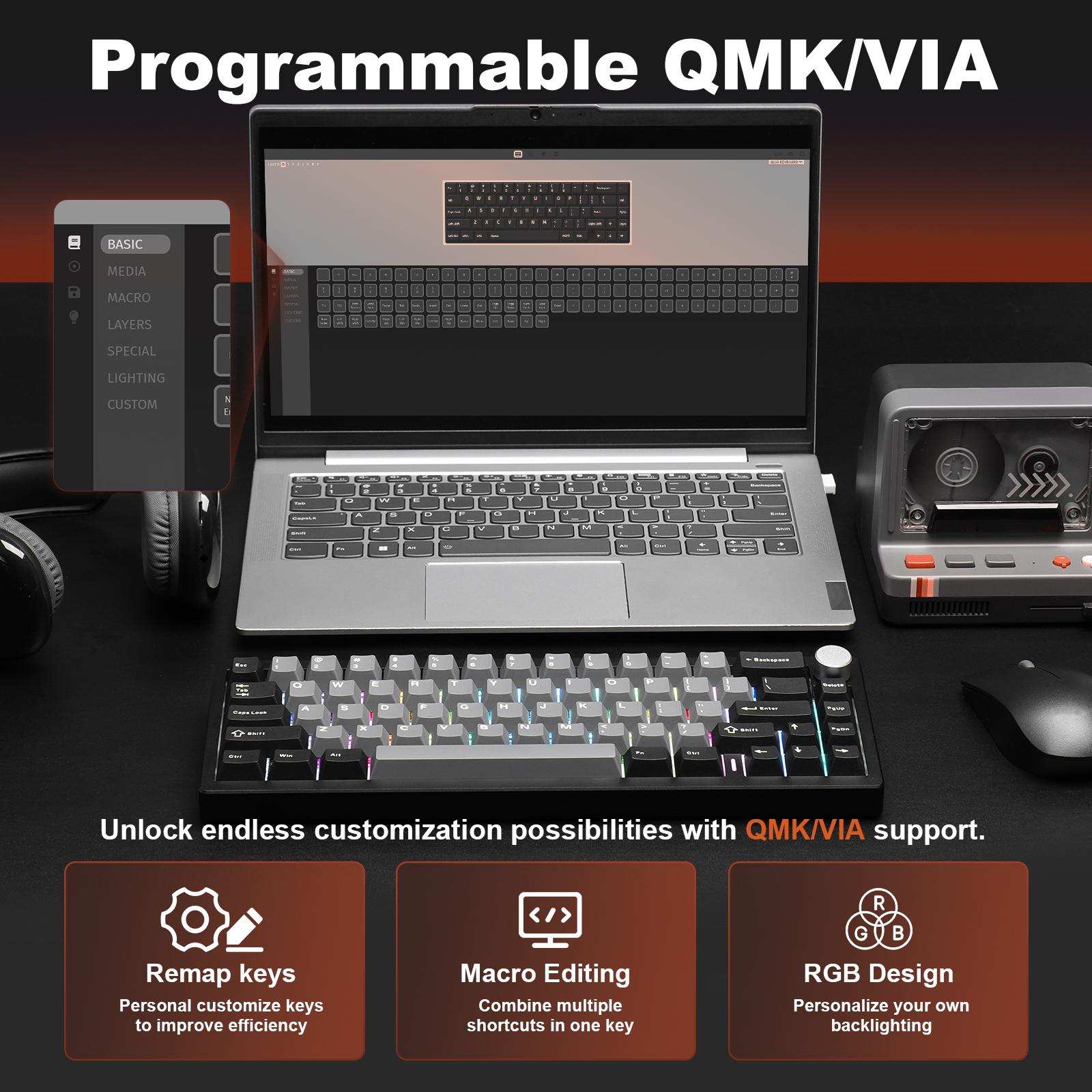 YUNZII AL68 Black QMK/VIA Mech – Gaming Keyboard Mini Mechanical recenzja i cena