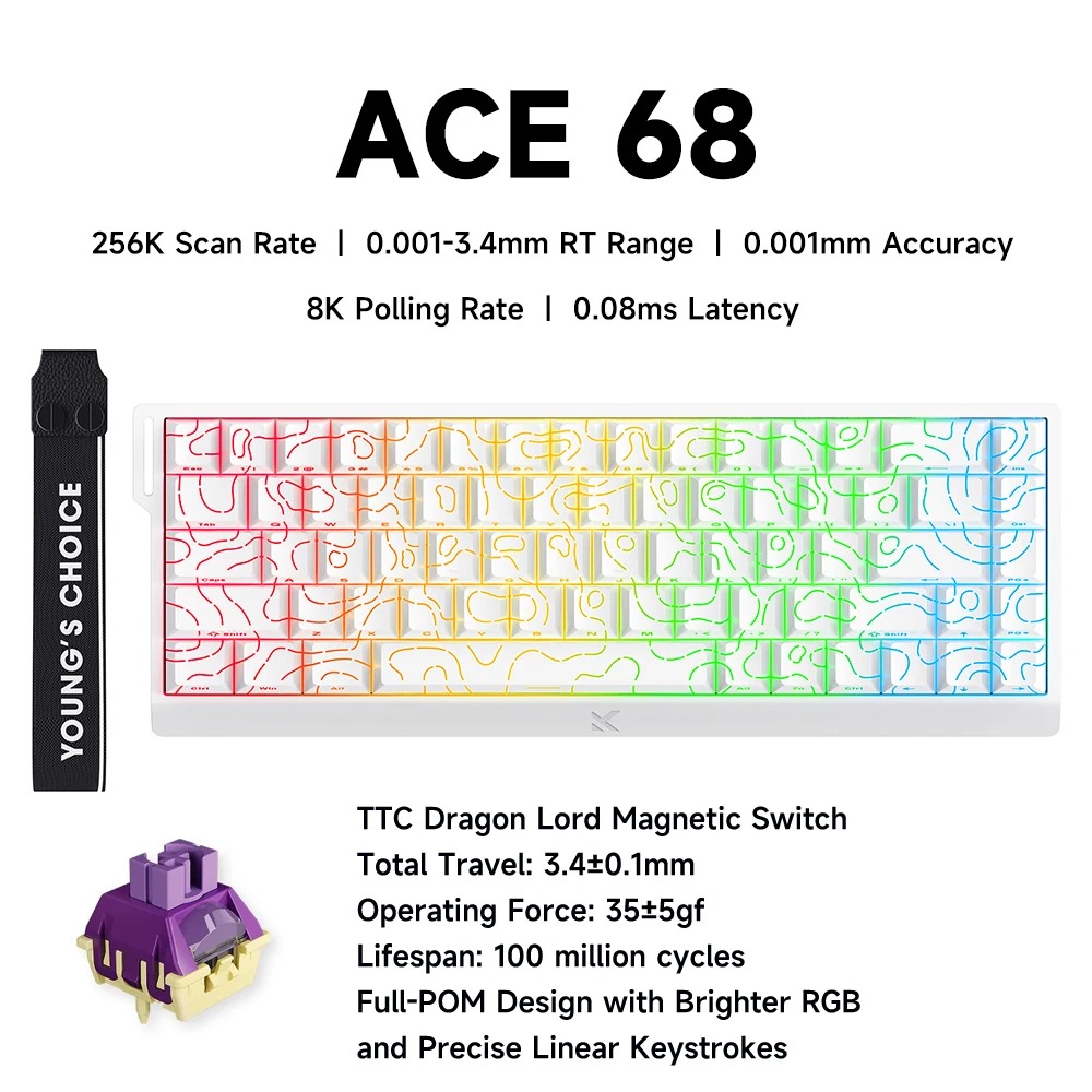 MCHOSE ACE 68 Magnetic Switch  – Gaming Keyboard Hall Effect Switches recenzja i cena