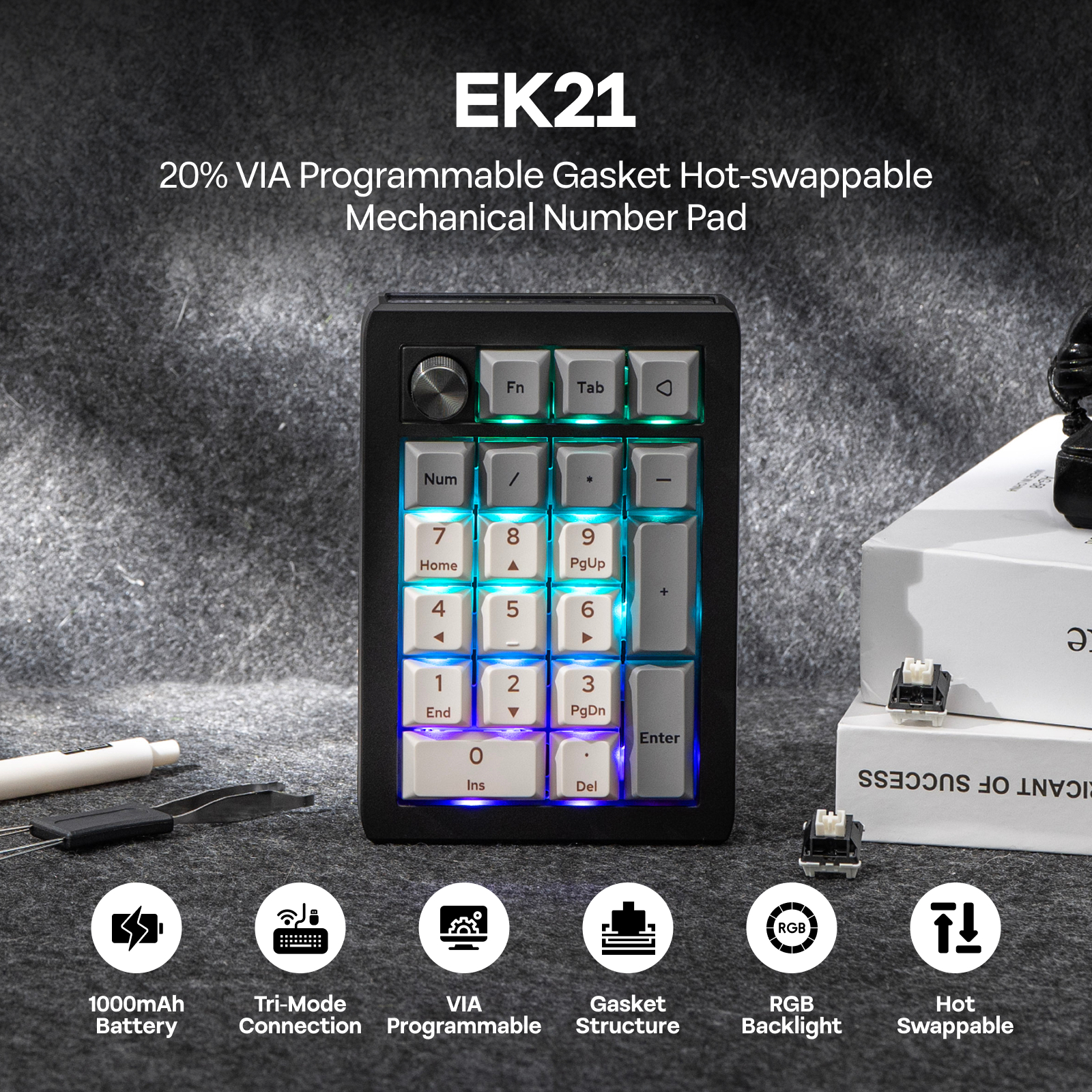 EPOMAKER EK21 VIA 20% Gasket W – Gaming Keyboard Mini Mechanical recenzja i cena